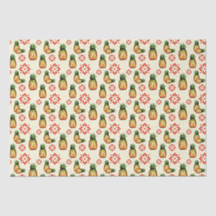Papier Mousseline Ananas et Red Floral Print
