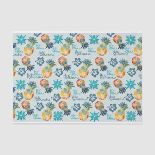 Papier Mousseline Ananas hawaïen et Hibiscus Mele Kalikimaka 2 (Recto)