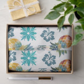 Papier Mousseline Ananas hawaïen et papier de tissus Hibiscus (Cadeau)