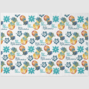 Papier Mousseline Ananas hawaïen et papier de tissus Hibiscus