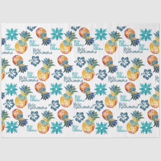 Papier Mousseline Ananas hawaïen et papier de tissus Hibiscus (Recto)