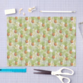 Papier Mousseline Ananas tropicaux en blanc (Artisanat)