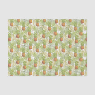 Papier Mousseline Ananas tropicaux sur fond blanc