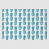 Papier Mousseline Ananas tropicaux Turquoise Aqua (Recto)