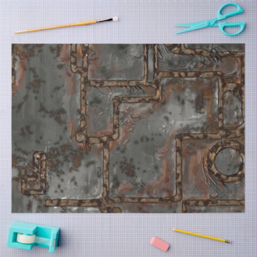 Papier Mousseline Ancien mur métallique B (Artisanat)