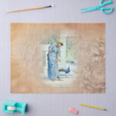 Papier Mousseline Ancien temps Femme Peacock Tissu Papier (Artisanat)