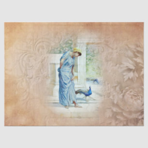 Papier Mousseline Ancien temps Femme Peacock Tissu Papier
