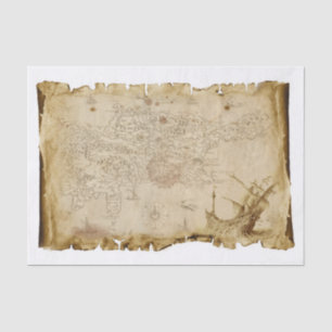 Papier Mousseline Ancienne carte des pirates Navire pirate dans la d