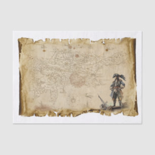 Papier Mousseline Ancienne carte des pirates Pirate de la page décou