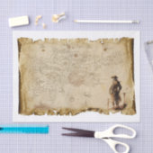 Papier Mousseline Ancienne carte Pirate des Caraïbes Sur la déroupag (Artisanat)