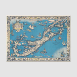 Papier Mousseline Ancienne carte Vintage des Bermudes