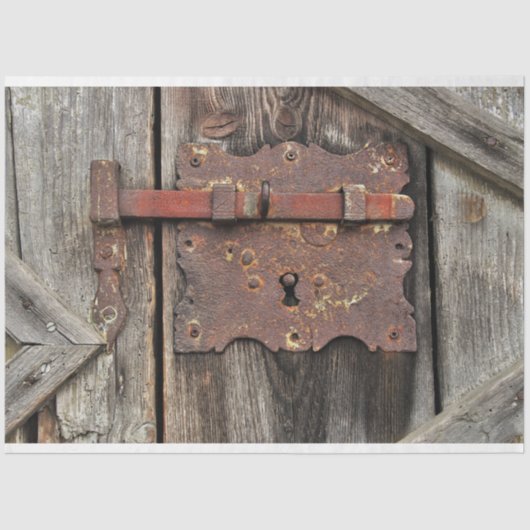 Papier Mousseline Ancienne charnière rouille Porte en bois rustique (Recto)