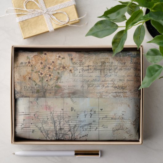 PAPIER MOUSSELINE ANCIENNE FERME EN DÉCOUPAGE D'AUTOMNE (Cadeau)