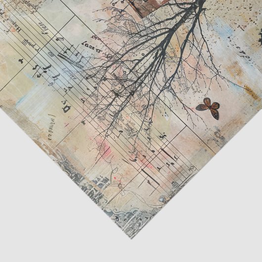 PAPIER MOUSSELINE ANCIENNE FERME EN DÉCOUPAGE D'AUTOMNE (Détail)