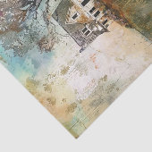 PAPIER MOUSSELINE ANCIENNE FERME SUR UNE COLLINE DÉCOUPAGE (Détail)