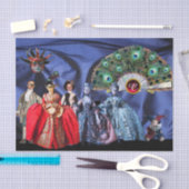 Papier Mousseline ANCIENS PETITS ITALIENS, MASQUÉRADE MASQUÉ Bleu (Artisanat)