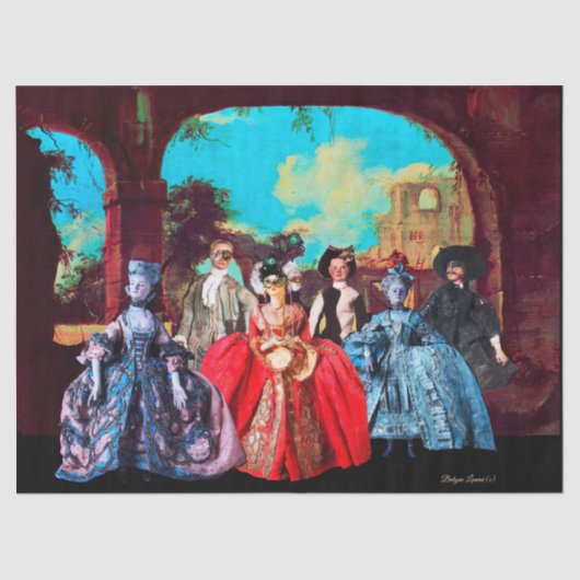 PAPIER MOUSSELINE ANCIENS PETITS VÉNÉTIENS, MASQUÉRADE DE FÊTE (Recto)