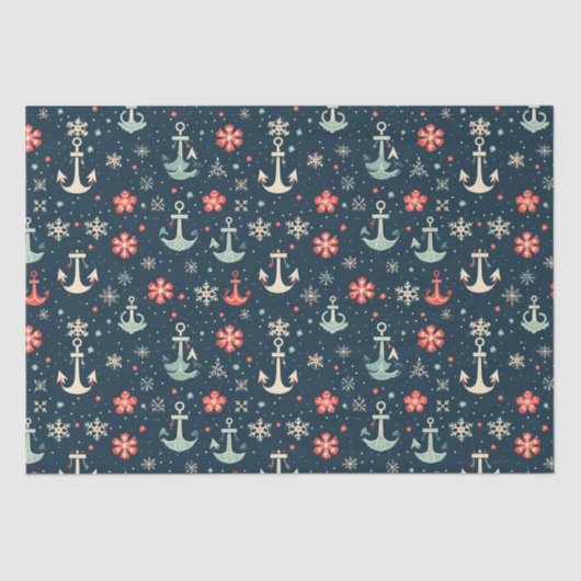 Papier Mousseline Ancre de Noël côtière nautique Papier papier (Recto)