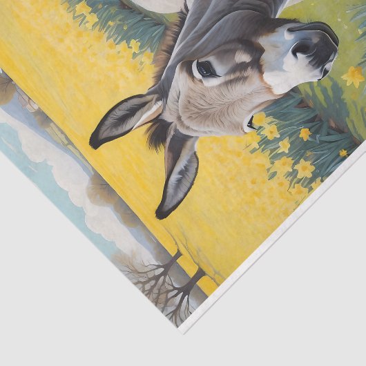 Papier Mousseline Âne Vibrant Et Daffodiques Jaunes (Détail)