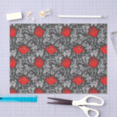 Papier Mousseline Anémone de William Morris, gris/gris et rouge (Artisanat)