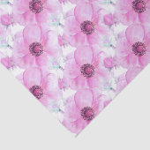 Papier Mousseline Anémone rose botanique aquarelle papier tissu art (Détail)