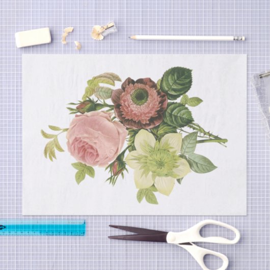 Papier Mousseline Anémone, Rose, Clematis (Artisanat)