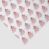 Papier Mousseline Ange de Noël rouge/or/Motif blanc (Détail)