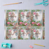 PAPIER MOUSSELINE ANGE DÉMONIAQUE CUEILLANT DES ROSES ET DES FLEURS  (Artisanat)