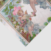 PAPIER MOUSSELINE ANGE DÉMONIAQUE CUEILLANT DES ROSES ET DES FLEURS  (Détail)