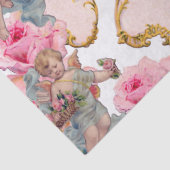 Papier Mousseline ANGE DÉMONSTRATIF CUEILlANT DES ROSES PINK (Détail)