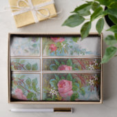 PAPIER MOUSSELINE ANGE ROMANTIQUE RASSEMBLANT ROSES ET FLEURS ROSES  (Cadeau)