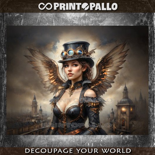Papier Mousseline Ange Steampunk avec chapeau dessus sur Londres vic