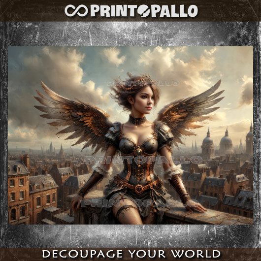 Papier Mousseline Ange Steampunk dans le paysage victorien