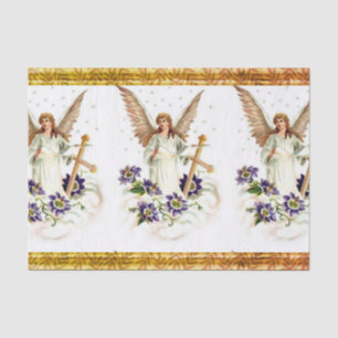 Papier Mousseline Angel Avec Croix Et Fleurs Clematis