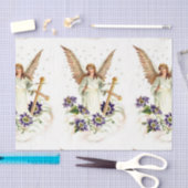 Papier Mousseline Angel Avec Croix Et Fleurs Clematis (Artisanat)
