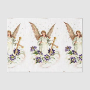 Papier Mousseline Angel Avec Croix Et Fleurs De Clematis