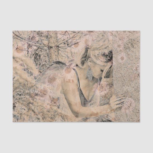 Papier Mousseline Angel Elegant Boho Floral Antique Sepia (Recto)