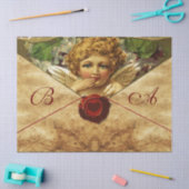 Papier Mousseline ANGEL HEART RED WAX SEAL PARCHMENT Monogramme (Artisanat)