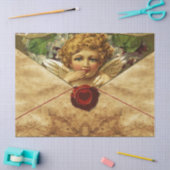 Papier Mousseline ANGEL HEART RED WAX SEAL PARCHMENT Valentines Day (Artisanat)