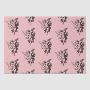 Papier Mousseline Angel mignon Cupid Vintage sur rose