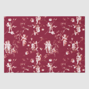 Papier Mousseline Angels Cupides Vintages Floral Bourgogne