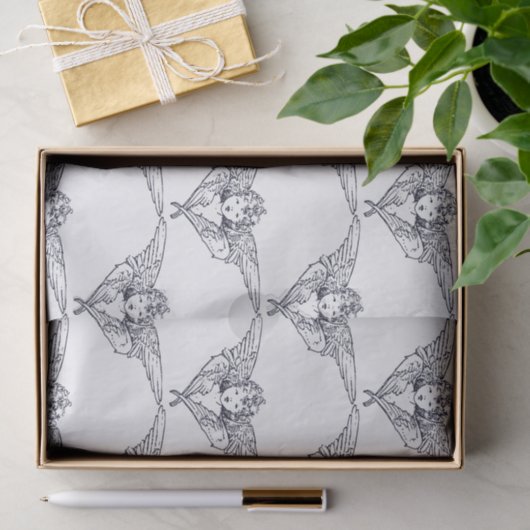 PAPIER MOUSSELINE ANGELS EN BLEUS ET BLANC (Cadeau)