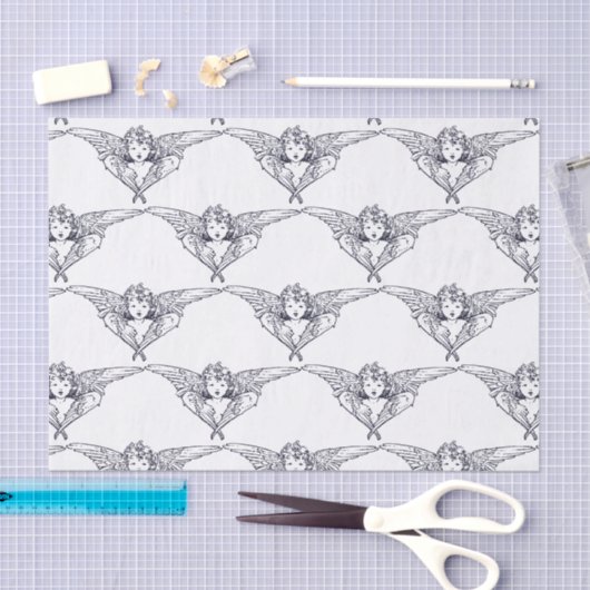 PAPIER MOUSSELINE ANGELS EN BLEUS ET BLANC (Artisanat)