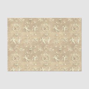 Papier Mousseline Anges et cœurs beige antique Cupid