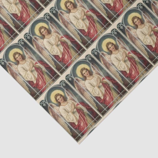 Papier Mousseline Angle avec ruban rose (Détail)