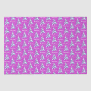Papier Mousseline Animal blanc rose pâle rose et bleu sapin de Noël