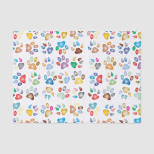 Papier Mousseline Animal coloré, pattes motif, couleurs de chien