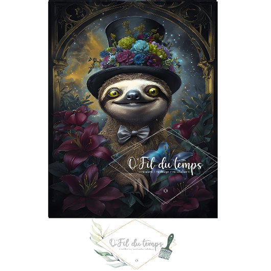 Papier Mousseline Animal drôle avec papier de découpage Casquette.