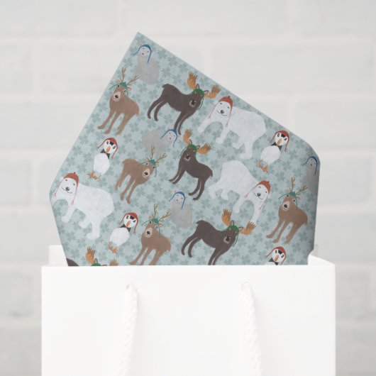 Papier Mousseline Animaux arctiques en hiver Noël Casquette (Sac cadeau)