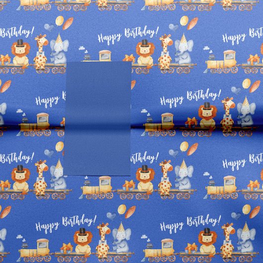Papier Mousseline Animaux de fête en train Kid Jungle Joyeux anniver